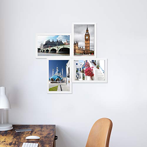 SONGMICS Set de 4 Marcos de Fotos RPF054W01