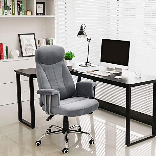 Songmics Sonmics OBG41G-Silla de Oficina giratoria (Altura Regulable, Acolchada), Gris, 756532