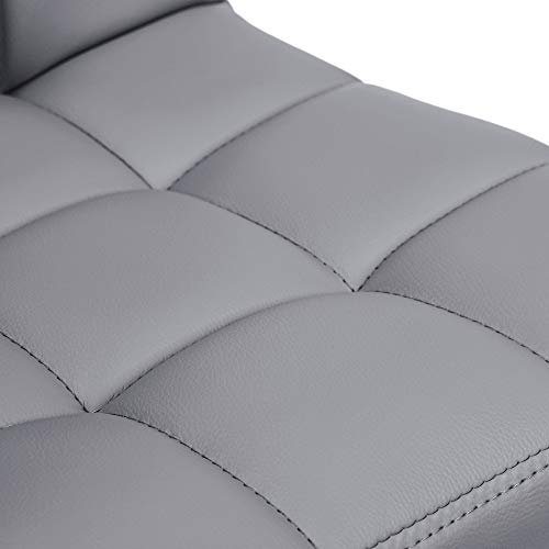 Songmics Taburete de Bar Regulable en Altura y Giratorio Cromado en Cuero Sintético, Gris