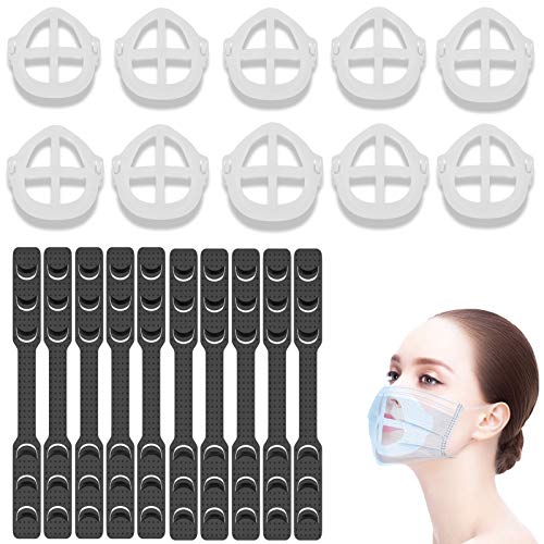 Soporte de máscara 3D[10 PCS]ZABERT Mask Bracket[Reutilizable y lavable][Aumente más espacio para respirar][Adaptado para nariz y boca]Soportes de respiración Marco