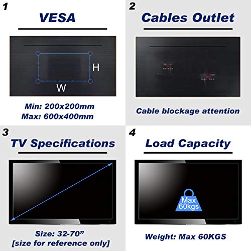 Soporte De Pared para TV para La Mayoría De 32-70" Plasma Flat TV Capacidad De Carga 60kg 15 Incluye Cable HDMI Y Nivel De Burbuja Suptek MT5074