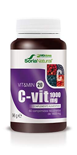 Soria Natural Vit&Min 20 C-VIT 1000mg 60 Comprimidos - Vitamina C - Ascorbato de calcio & Acido Alfa-lipoico [1108 mg]- Complemento Alimenticio