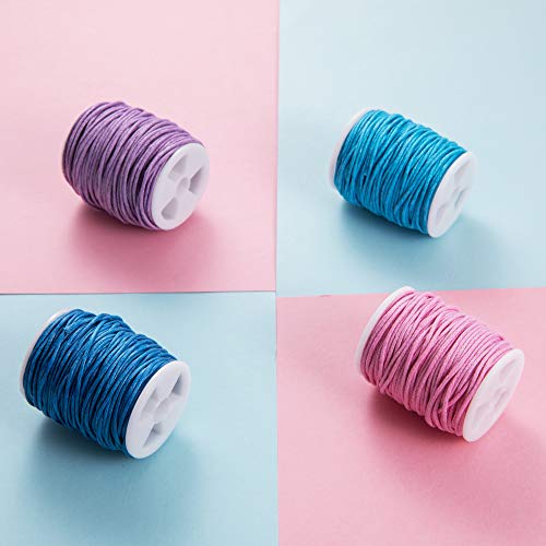 Sosamr - Cordones de algodón encerado, 15 rollos de 1 mm y 10 m, cuerda de hilo encerado para pulseras de joyería, tobillera, cuentas, collares y costura de cuero