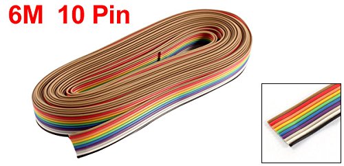 sourcing map 6M 1,27mm 10 Vías 10 Pin Arco Iris Cinta Cable Plano IDC DIY