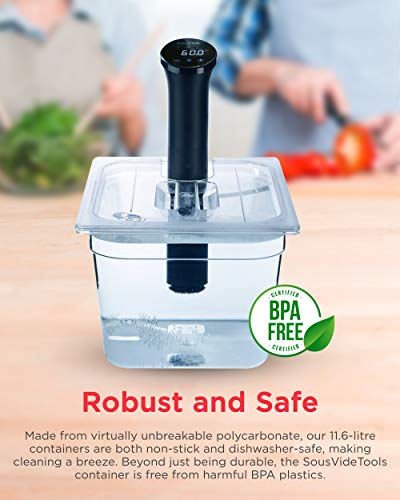 Sous Vide Tools SVT-PS11GN - Recipiente con tapa de corte personalizada, policarbonato, 11,6 litros, transparente