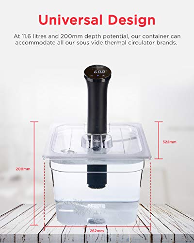 Sous Vide Tools SVT-PS11GN - Recipiente con tapa de corte personalizada, policarbonato, 11,6 litros, transparente