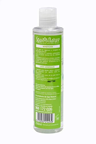 Spa Nature Aceite de Aloe Vera-Puro y 100% Natural-Reforzado con Vitamina E Calma Hidrata Suaviza Nutre Protege Cara Cuerpo-Piel irritada por el depilado-Quemaduras solares-Aceite Hidratante