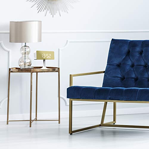 Space Hotel London ® Reloj Despertador LED Cinemascape Espejo Rectangular Dial LED Oficina/Dormitorio 10.6cm (Blanco/Oro)