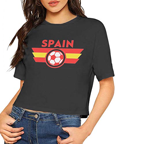 Spain Soccer World Cup Women's T - Shirt,Women's Cropped Top Leaking Navel T-Shirt