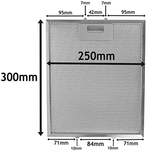 Spares2go - Filtros de grasa universales para campana extractora de cocina, rejilla de metal, 3 unidades, 300 x 250 mm, color plateado