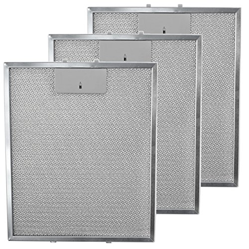 Spares2go - Filtros de grasa universales para campana extractora de cocina, rejilla de metal, 3 unidades, 300 x 250 mm, color plateado