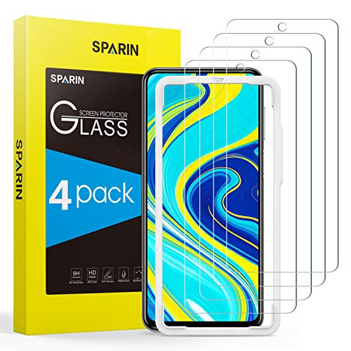 SPARIN [4-Pack Protector de Pantalla para Xiaomi Poco X3 NFC/Redmi Note 9S/Redmi Note 9 Pro, Cristal Templado para Xiaomi Poco X3 NFC/Redmi Note 9S/Redmi Note 9 Pro, [9H Dureza] [Sin Burbujas]