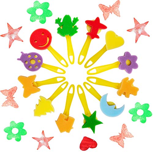 SPECOOL 56 Pcs Kits de Pinceles de Esponja, niños Gouache Craft Pinceles y Delantal Herramientas de Pintura, Acuarelas niños, Niños Pintura Temprana Artes DIY Artesanías