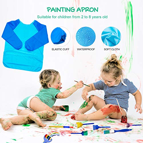 SPECOOL 56 Pcs Kits de Pinceles de Esponja, niños Gouache Craft Pinceles y Delantal Herramientas de Pintura, Acuarelas niños, Niños Pintura Temprana Artes DIY Artesanías