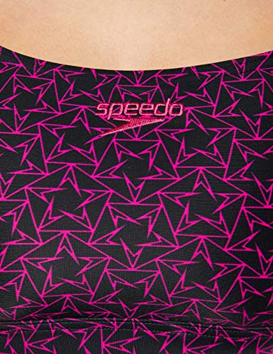 Speedo Thinstrap con Boomstar Integral De 2 Piezas Bikini, Mujer, Negro/Rosa eléctrico, 32 (ES 38)