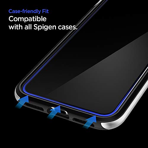 Spigen, 2 Pack, Anti Bacterias Protector Pantalla iPhone 11 Pro/XS/X (5.8"), Kit de Instalación Incluido, Dureza 9H, Vidrio Templado, Cristal Templado iPhone 11 Pro, Glas.TR EZ Fit AG+