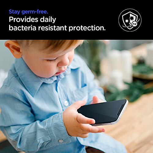 Spigen, 2 Pack, Anti Bacterias Protector Pantalla iPhone 11 Pro/XS/X (5.8"), Kit de Instalación Incluido, Dureza 9H, Vidrio Templado, Cristal Templado iPhone 11 Pro, Glas.TR EZ Fit AG+