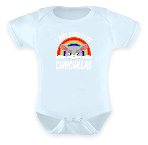 SPIRITSHIRTSHOP I Just Really Like Chinchillas - Arco Iris y Cabeza de China - Body para bebé Azul Pastel 6-12 Meses