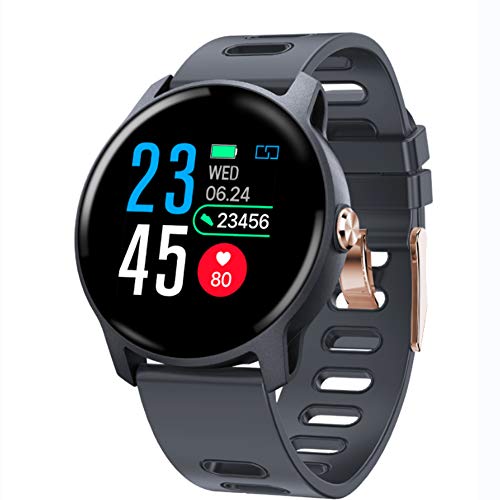 SPORS Pulsera de oxígeno de la presión Arterial de la frecuencia cardíaca de la Pantalla Anti-Acuarela, Pulsera Inteligente del podómetro Deportivo, Reloj de monitoreo del sueño-Darkgray