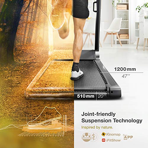 Sportstech FX300 Cinta de Correr Ultra Fina - Marca de Calidad Alemana - Live Videos & App Multiplayer, Superficie de Correr Gigante 51x122cm y sin Montaje, 16 km/h, USB, Pulsómetro Compatible