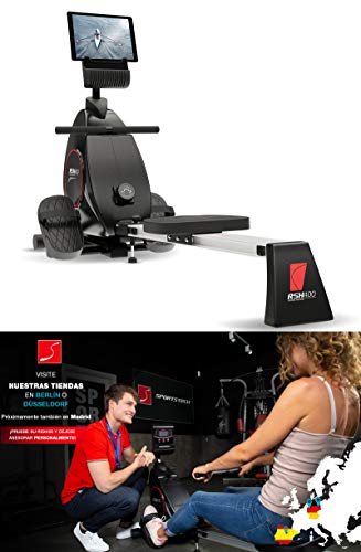Sportstech RSX400 Máquina de Remo - Marca de Calidad Alemana -Eventos en Directo y App multijugador, pulsómetro Incl. máquina de Remo para su casa, Plegable con 8X magnetoresistencia
