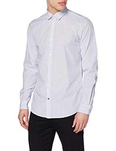 Springfield Frq Poplin Check Camisa Casual, Azul (Gama Azules 12), Large (Tamaño del Fabricante:L) para Hombre