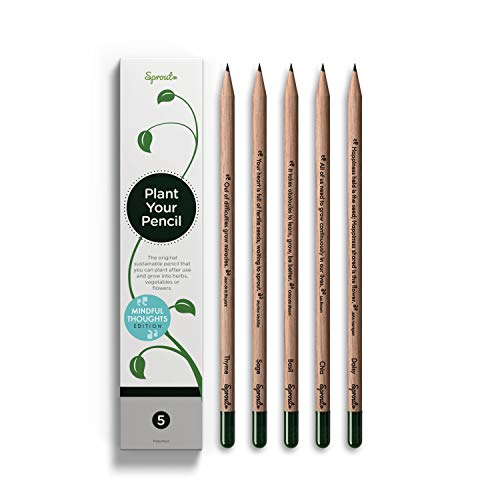 Sprout lápices plantables - Mindful Edition | Pack de 5 lápices de grafito de madera natural | producto ecológico sin de lápices