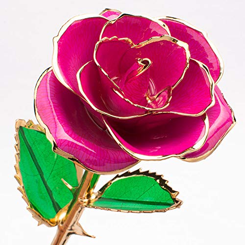 SPXMX Rose 24K Chapado en Oro Rosa Flor de Laca Flor eterna Esposa, Madre, Amante, niña, Vacaciones,