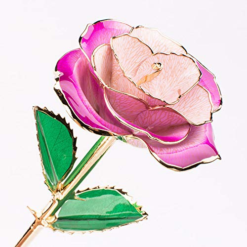 SPXMX Rose 24K Chapado en Oro Rosa Flor de Laca Flor eterna Esposa, Madre, Amante, niña, Vacaciones,