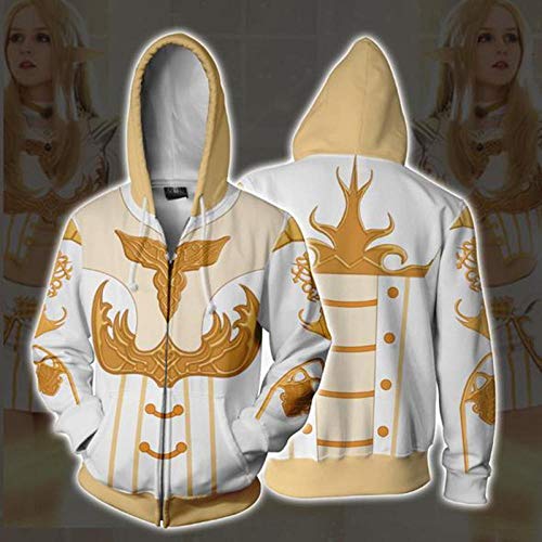 SQDWYA Sudadera con Capucha 3D, Sudadera con Capucha con Cremallera De Elfo del Anime La Impresión Digital En 3D No Se Desvanece Suéter De Ropa De Depilación-4Xl