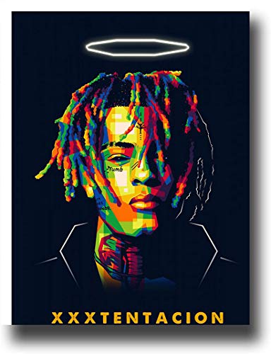 SSKJTC Arte de pared estirado y enmarcado moderno decoración de pared Rapper Star peinado de color Halooffice arte decoración de pared 50 x 60 cm
