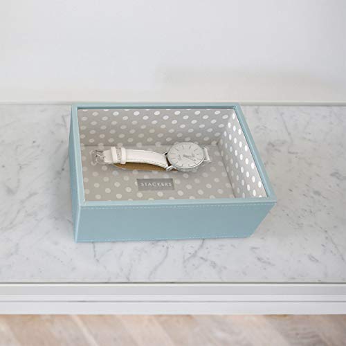 STACKERS - Mini joyero profundo, Duck Egg Blue/Pink Polka, 18 x 12.5 x 7 CM