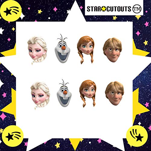 Star Cutouts Ltd SMP381 Disney Party Pack Anna Kristoff Olaf 2 máscaras Elsa Frozen incluye pestañas y elásticos, multicolor