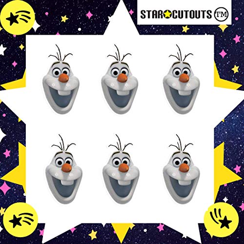 Star Cutouts SMP404 Oficial Frozen Olaf Snowman 6 Pack de máscaras perfectas para aficionados, bolsas de fiesta congeladas y decoraciones, multicolor