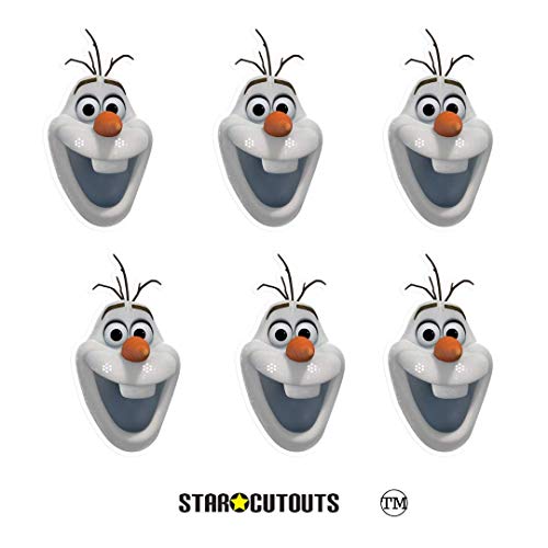 Star Cutouts SMP404 Oficial Frozen Olaf Snowman 6 Pack de máscaras perfectas para aficionados, bolsas de fiesta congeladas y decoraciones, multicolor