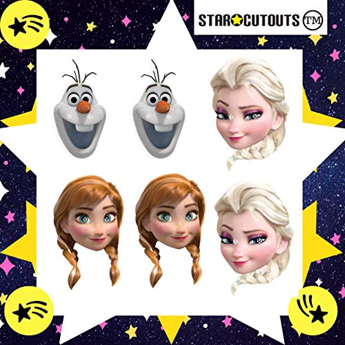Star Cutouts SMP405 - Máscaras Oficiales de Anna Olaf Elsa (6 Unidades, Fans, Bolsas de Fiesta y Decoraciones de Frozen, Multicolor