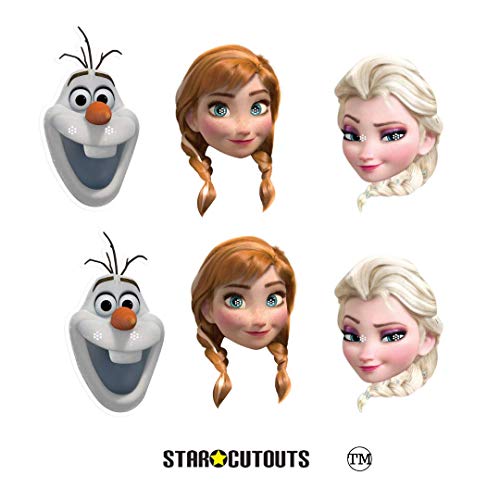 Star Cutouts SMP405 - Máscaras Oficiales de Anna Olaf Elsa (6 Unidades, Fans, Bolsas de Fiesta y Decoraciones de Frozen, Multicolor