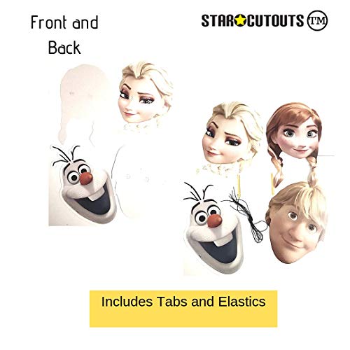 Star Cutouts SMP406 Oficial Anna, Olaf, Elsa y Kristoff Pack de 8 máscaras perfectas para fans de Frozen, bolsas de fiesta y decoraciones, multicolor
