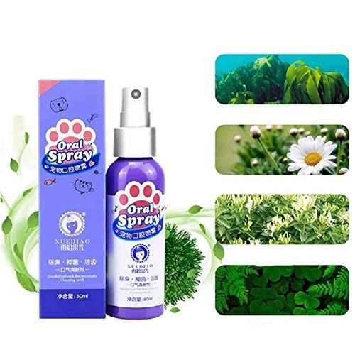 starter Ambientador para Aliento De Mascotas, Olor A Spray Dental para Mascotas Elimina El Olor, Reduce La Acumulación De Placa Y Sarro Sin Cepillar, Perros Y Gatos