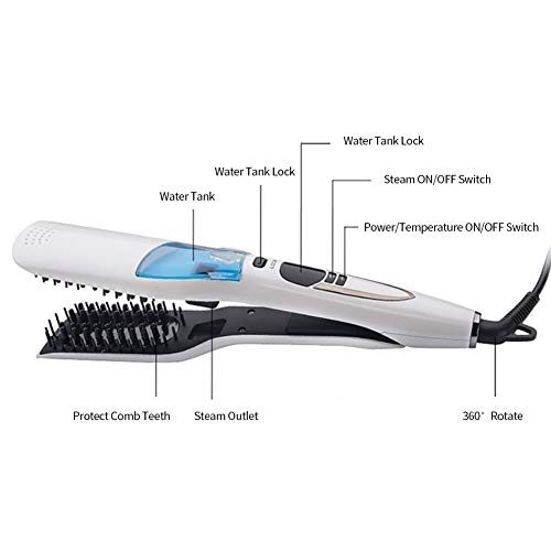 Steam Hair Comb Vapor Flat Iron Hair - Cepillo alisador eléctrico de cerámica con pantalla LED