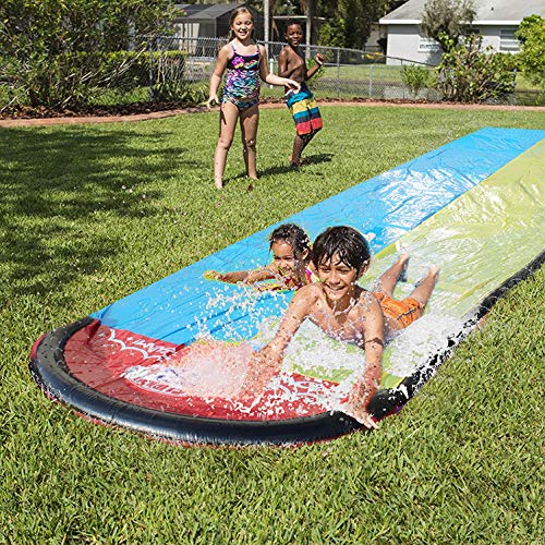 STHfficial Nuevo Tobogán Acuático Inflable De 20 Pies con Piscina De Doble Corredor para Niños Parque De Verano Patio Trasero Jugar Diversión Al Aire Libre Splash Slip N Slide Wave Rider