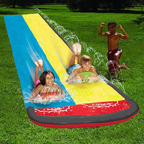 STHfficial Nuevo Tobogán Acuático Inflable De 20 Pies con Piscina De Doble Corredor para Niños Parque De Verano Patio Trasero Jugar Diversión Al Aire Libre Splash Slip N Slide Wave Rider