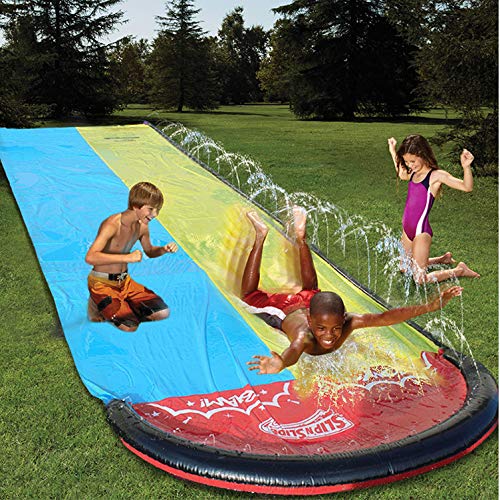 STHfficial Nuevo Tobogán Acuático Inflable De 20 Pies con Piscina De Doble Corredor para Niños Parque De Verano Patio Trasero Jugar Diversión Al Aire Libre Splash Slip N Slide Wave Rider