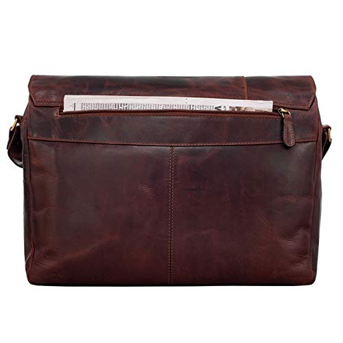 STILORD 'Elias' Bolso de Mensajero o Bandolera de Piel Vintage para Hombre y Mujer Bolsa de Hombro o maletín para portátil de 15.6'' de Cuero auténtico, Color:Marseille - marrón