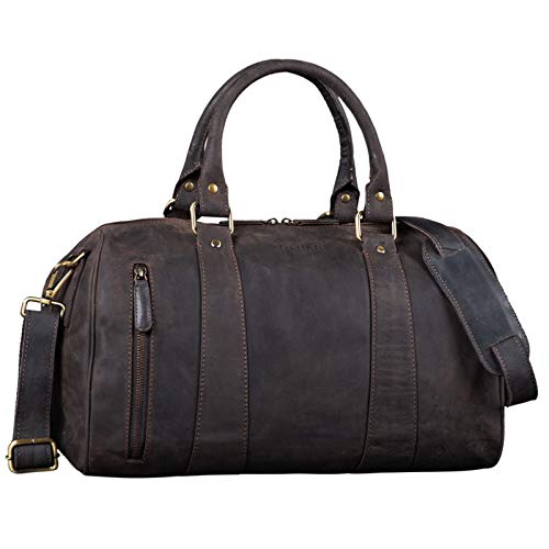 STILORD 'Keanu' Bolsa de Viaje Cuero Hombre Vintage Maleta de Mano Deporte Bolso para Equipaje de Cabina de de Piel auténtico, Color:marrón Oscuro