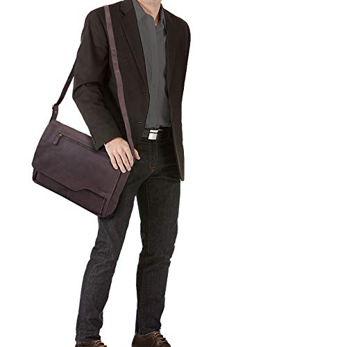 STILORD 'Marvin' Bolso Bandolera de Piel para Hombre y Mujer Bolsa de Mensajero para portátil de 15,6' Maletín Unisex de auténtico Cuero Vintage, Color:marrón Oscuro - Opaco