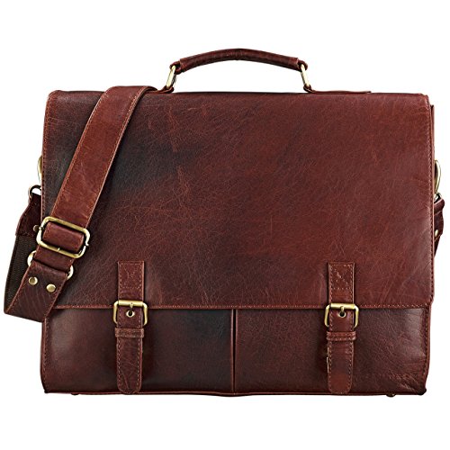 STILORD 'Richard' Maletín de Trabajo de Piel para Hombres Vintage Grande Bolso de Negocios 13.3 Pulgadas Bolso para Ordenadores portátiles, Color:Siena - marrón