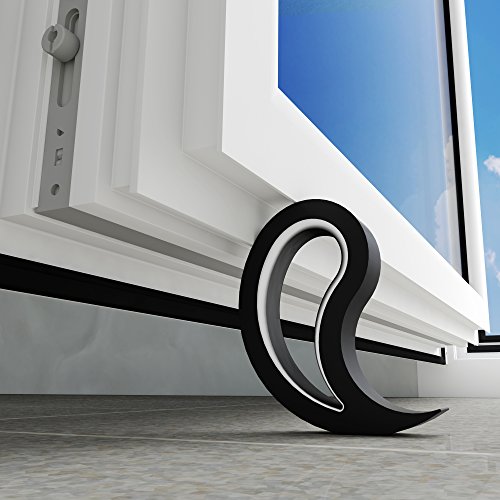 Stoppy Tope de Puerta/Ventana Juego de 2 Asequible en 14 Colores (Negro)