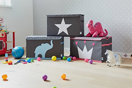 STORE.IT 670407 Juguetes, Gris con Corona, poliéster/MDF, Gris de Rosa, 61 x 37 x 38 cm