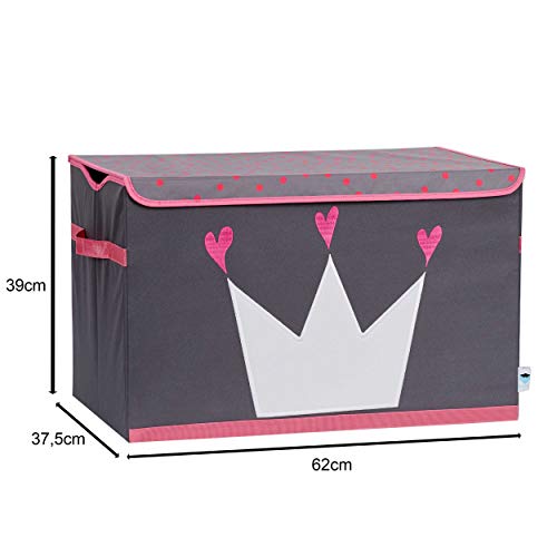 STORE.IT 670407 Juguetes, Gris con Corona, poliéster/MDF, Gris de Rosa, 61 x 37 x 38 cm